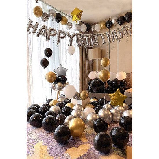 Set Happy Bi̇rtday Folyo Balon Gümüş Set Happy Bi̇rtday Folyo Balon Gümüş