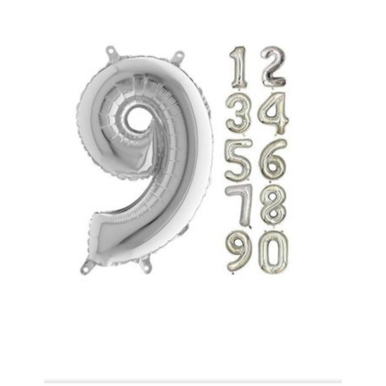 16 Inc Folyo Balon Rakam Gümüş 9 16 Inc Folyo Balon Rakam Gümüş 9