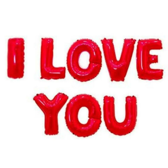 Set I Love You Folyo Balon Kirmizi