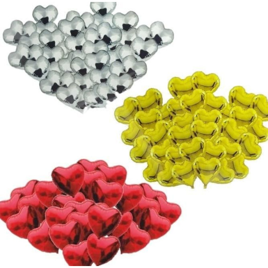 Set Kalp 25 Li̇ Folyo Balon Gümüş İnc