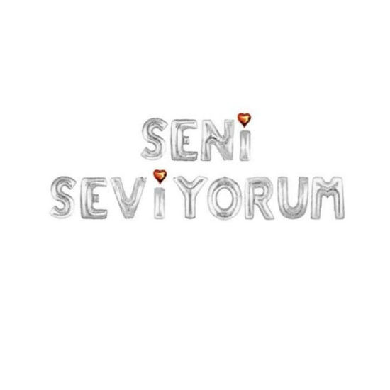 Set Seni̇ Sevi̇yorum Folyo Balon Gümüş Set Seni̇ Sevi̇yorum Folyo Balon Gümüş