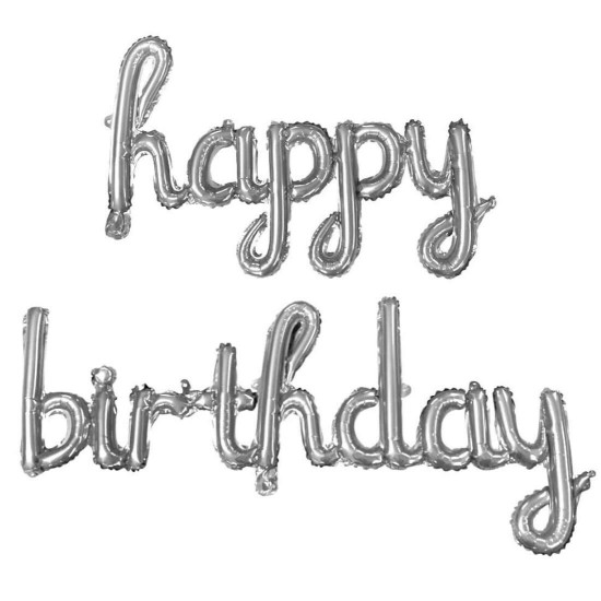 Set Happy Bi̇rtday Kareografi̇ Folyo Balon Gümüş