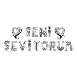 Set Seni̇ Sevi̇yorum Kalpli̇ Folyo Balon Gümüş