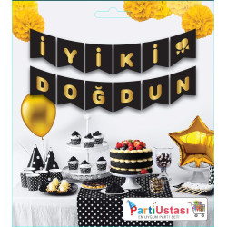 Yazi Varakli Zarf Banner İyi̇ki̇ Doğdun Si̇yah Altin Yazi Varakli Zarf Banner İyi̇ki̇ Doğdun Si̇yah Altin