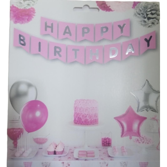Yazi Varakli Zarf Banner Happy Pembe Gümüş Yazi Varakli Zarf Banner Happy Pembe Gümüş
