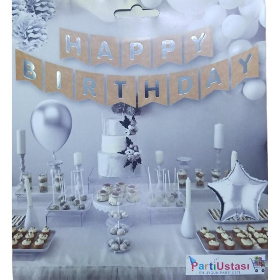 Yazi Varakli Zarf Banner Happy Kraf Gümüş