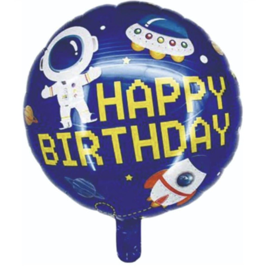 Uzay Happy Yuvarlak Folyo Balon 18 İnç