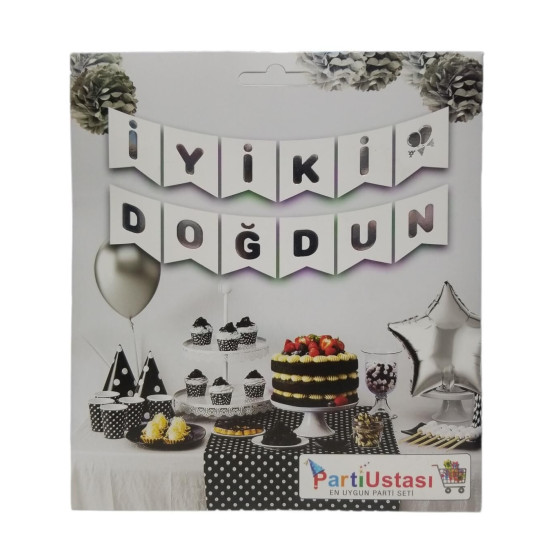 Yazi Varakli Zarf Banner İyi̇ki̇ Doğdun Beyaz Gümüş Yazi Varakli Zarf Banner İyi̇ki̇ Doğdun Beyaz Gümüş