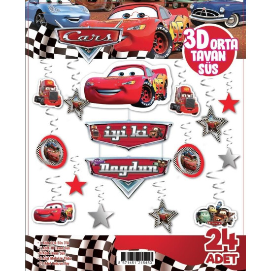 3d Tavan Süs 24 Lü Cars 3d Tavan Süs 24 Lü Cars