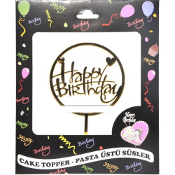 Pasta Yazisi Pleksi̇ Happy Birthday Yuvarlak Altin