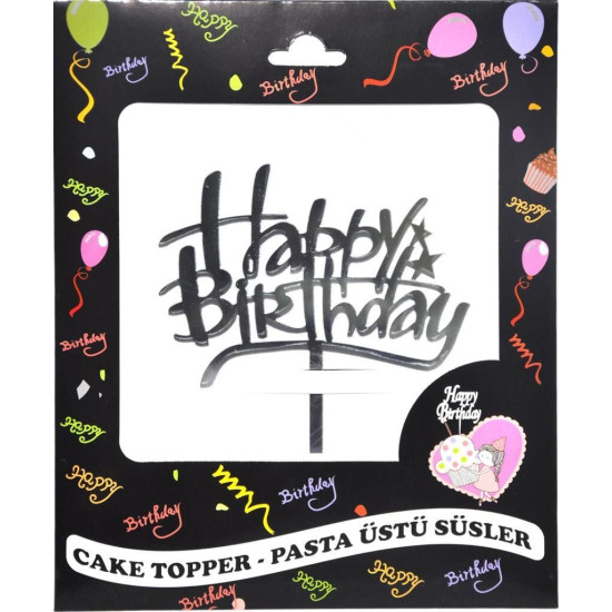 Pasta Yazisi Pleksi̇ Happy Birthday Karagrafi̇ Gümüş