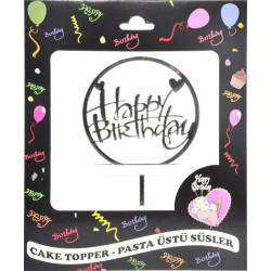 Pasta Yazisi Pleksi̇ Happy Birthday Yuvarlak Gümüş