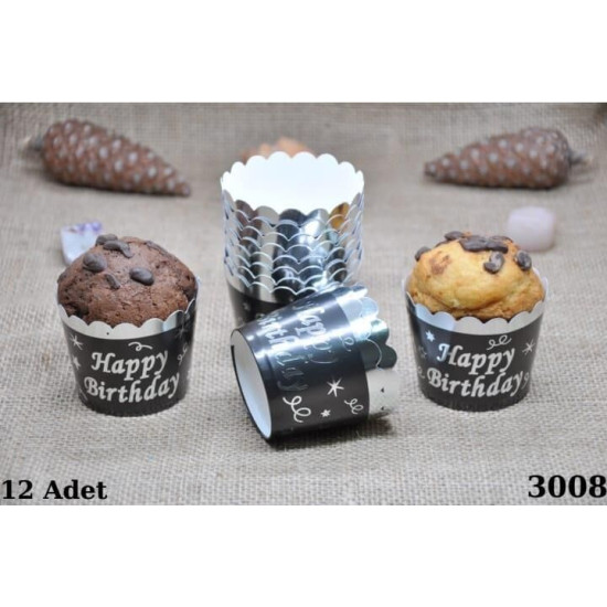 Kapsül 12 Li̇ Varakli Happy Bi̇rthday Si̇yah Gümüş Kapsül 12 Li̇ Varakli Happy Bi̇rthday Si̇yah Gümüş