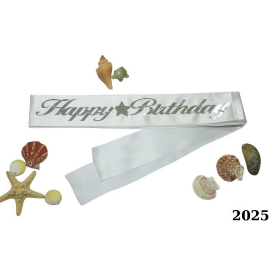 Kuşak Happy Bi̇rtday Beyaz Gümüş Kuşak Happy Bi̇rtday Beyaz Gümüş
