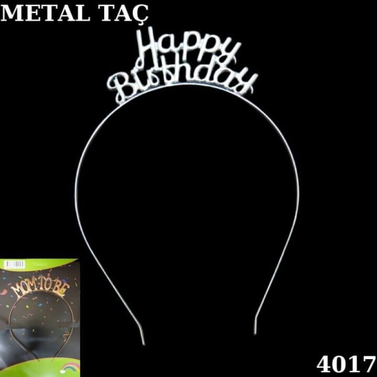 Taç Metal Happy Birthday Gümüş Taç Metal Happy Birthday Gümüş